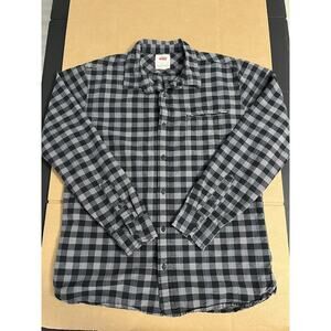 Levi’s Large Adult Button Shirt Gray Black Plaid Long Sleeve Outdoor Casual Mens